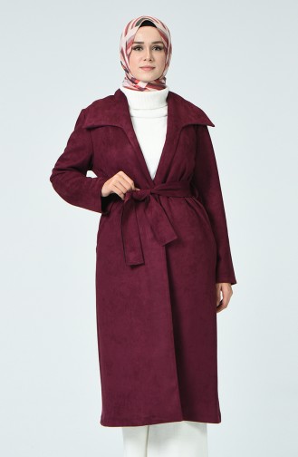 Trench Coat Daim Avec Ceinture 0032-03 Plum 0032-03