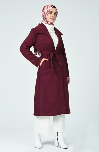 Trench Coat Daim Avec Ceinture 0032-03 Plum 0032-03