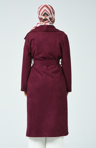 Trench Coat Daim Avec Ceinture 0032-03 Plum 0032-03