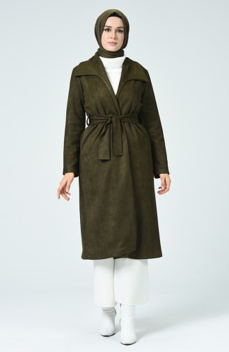 Trench Coat Daim Avec Ceinture 0032-04 Khaki 0032-04