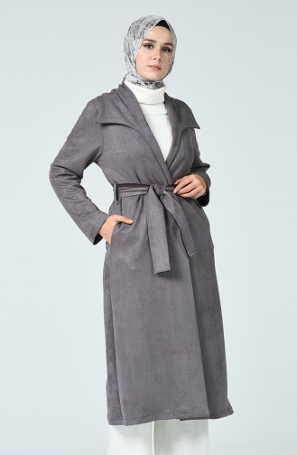 Trench Coat Daim Avec Ceinture 0032-05 Gris 0032-05