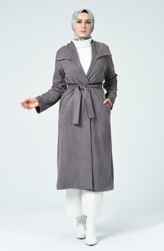 Trench Coat Daim Avec Ceinture 0032-05 Gris 0032-05