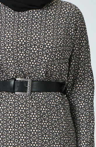 Patterned Long Tunic Black Mink 7961-01