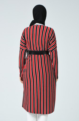 Striped Long Tunic Red Black 7963-01