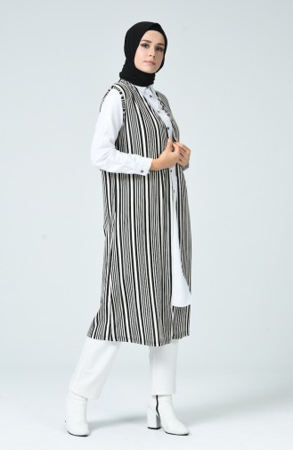 Striped Vest Black Cream 7962-01