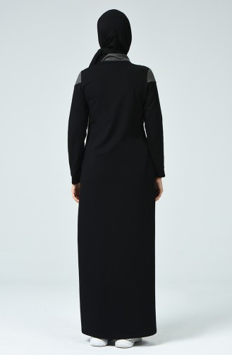 Zippered Sports Abaya Black 9125-01