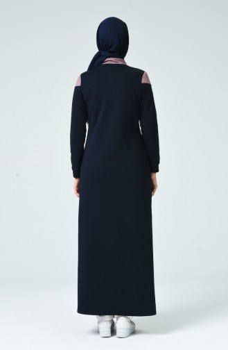 Zippered Sports Abaya Navy Blue 9125-02