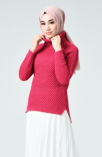 Tricot Turtleneck Sweater Fuchsia 2231-03