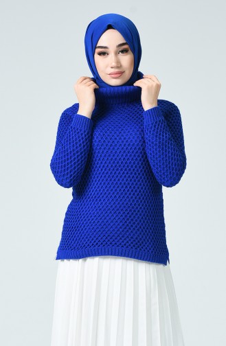 Tricot Turtleneck Sweater Blue 2231-08