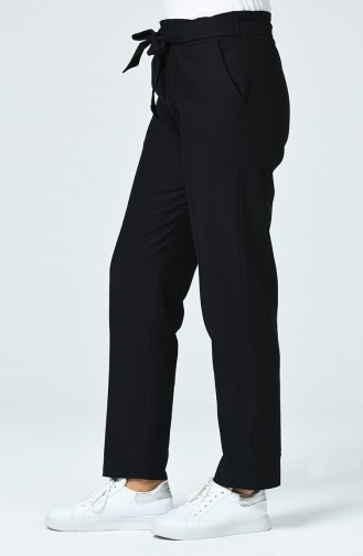 Belden Bağlamalı Düz Paça Pantolon 1161PNT-02 Siyah