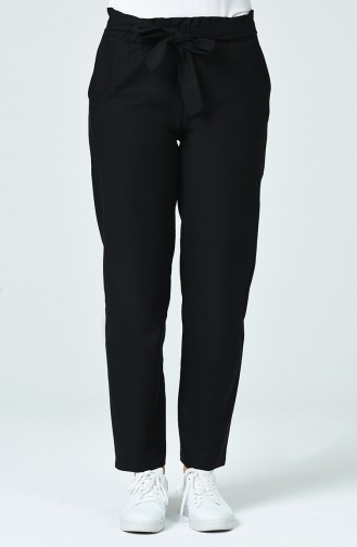 Belden Bağlamalı Düz Paça Pantolon 1161PNT-02 Siyah