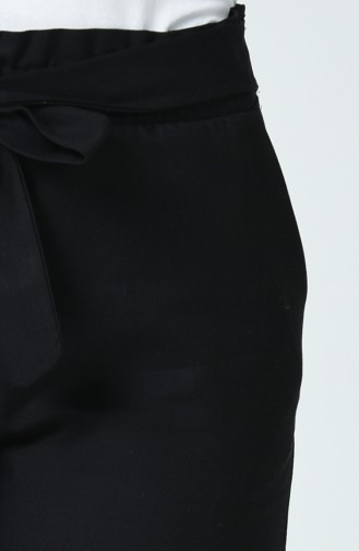 Belden Bağlamalı Düz Paça Pantolon 1161PNT-02 Siyah