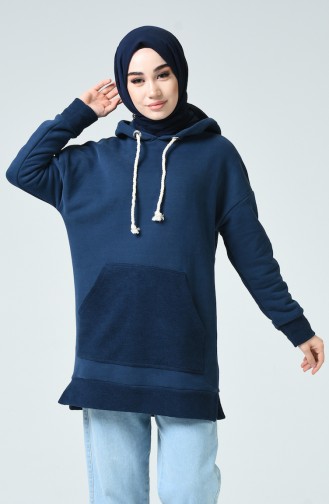 Sweatshirt à Capuche 0803-01 Bleu Marine 0803-01