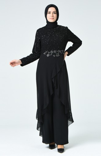 Black Hijab Evening Dress 52767-02