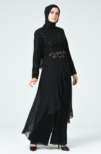 Black Hijab Evening Dress 52767-02