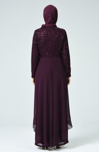 Plum Hijab Evening Dress 52767-03