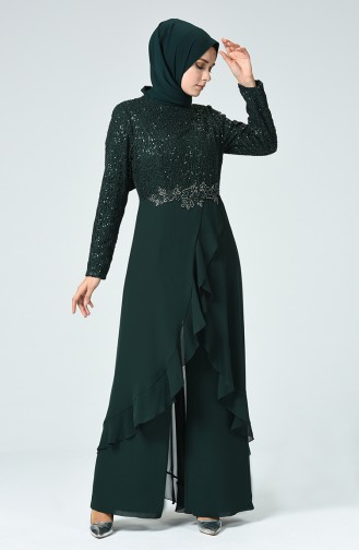 Green Hijab Evening Dress 52767-04