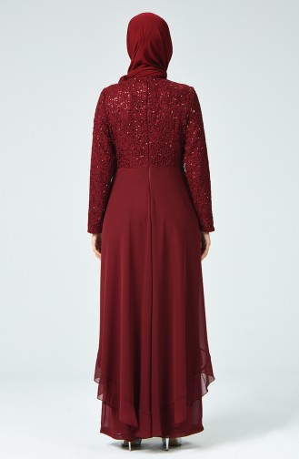 Claret Red Hijab Evening Dress 52767-05