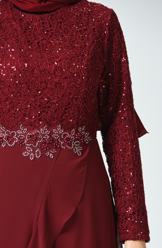 Claret Red Hijab Evening Dress 52767-05