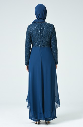 Petrol Hijab Evening Dress 52767-06