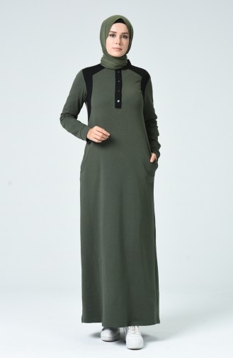 Khaki Hijab Dress 9138-02
