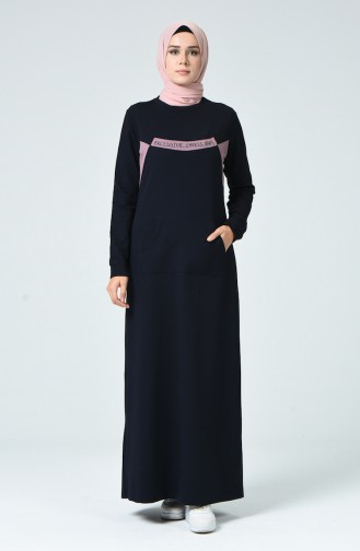 Navy Blue Hijab Dress 9139-02