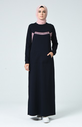 Navy Blue İslamitische Jurk 9139-02