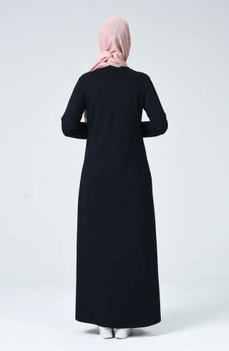 Navy Blue Hijab Dress 9139-02