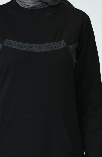 Schwarz Hijab Kleider 9139-03