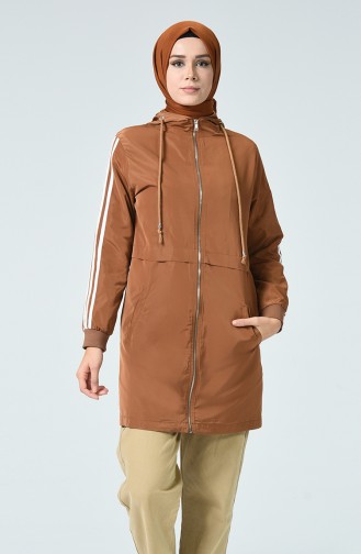 Zipper Raincoat Brown tobacco 1017-03