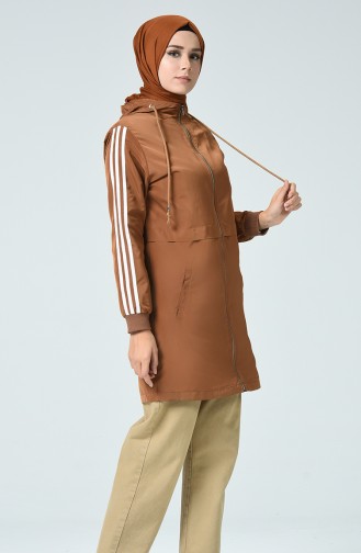 Zipper Raincoat Brown tobacco 1017-03