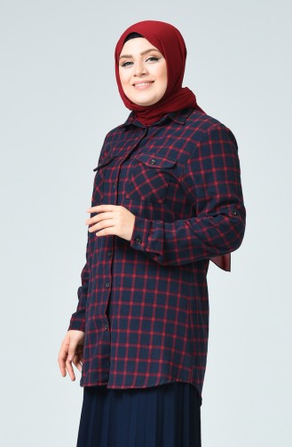 Chemise Bûcheron à Poche Grande Taille 1026-02 Bleu Marine Bordeaux 1026-02