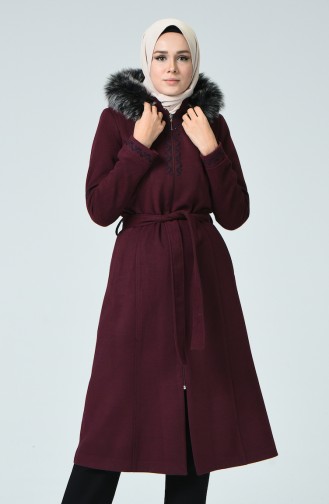 Bestickter Mantel aus Fleece 9019-04 Weinrot 9019-04