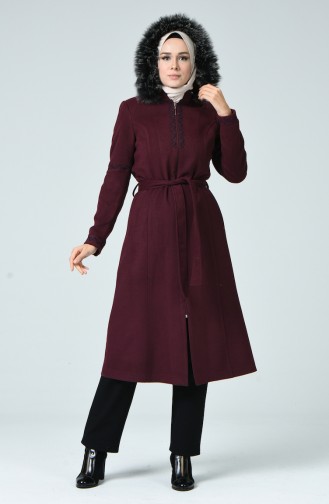 Bestickter Mantel aus Fleece 9019-04 Weinrot 9019-04