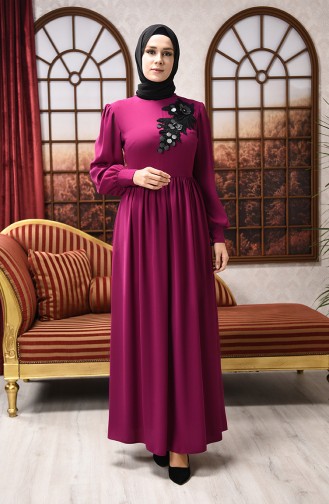 Hellviolett Hijab-Abendkleider 8031-10