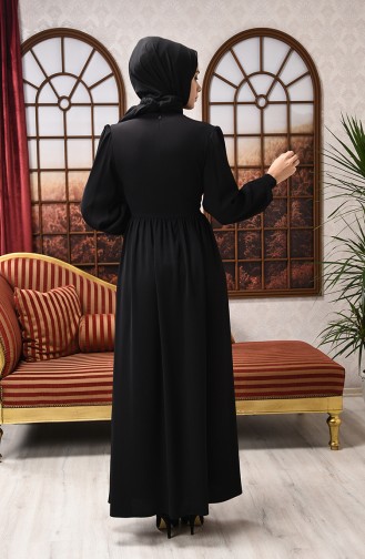 Black Hijab Evening Dress 8031-05