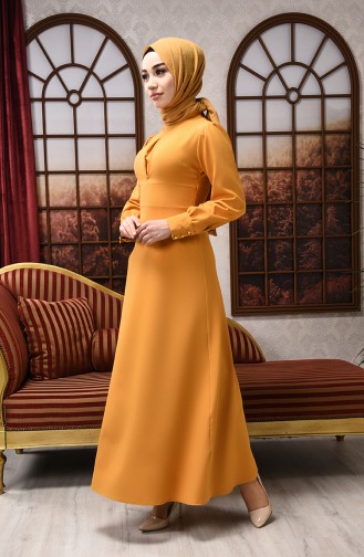 Mustard Hijab Dress 2703-01