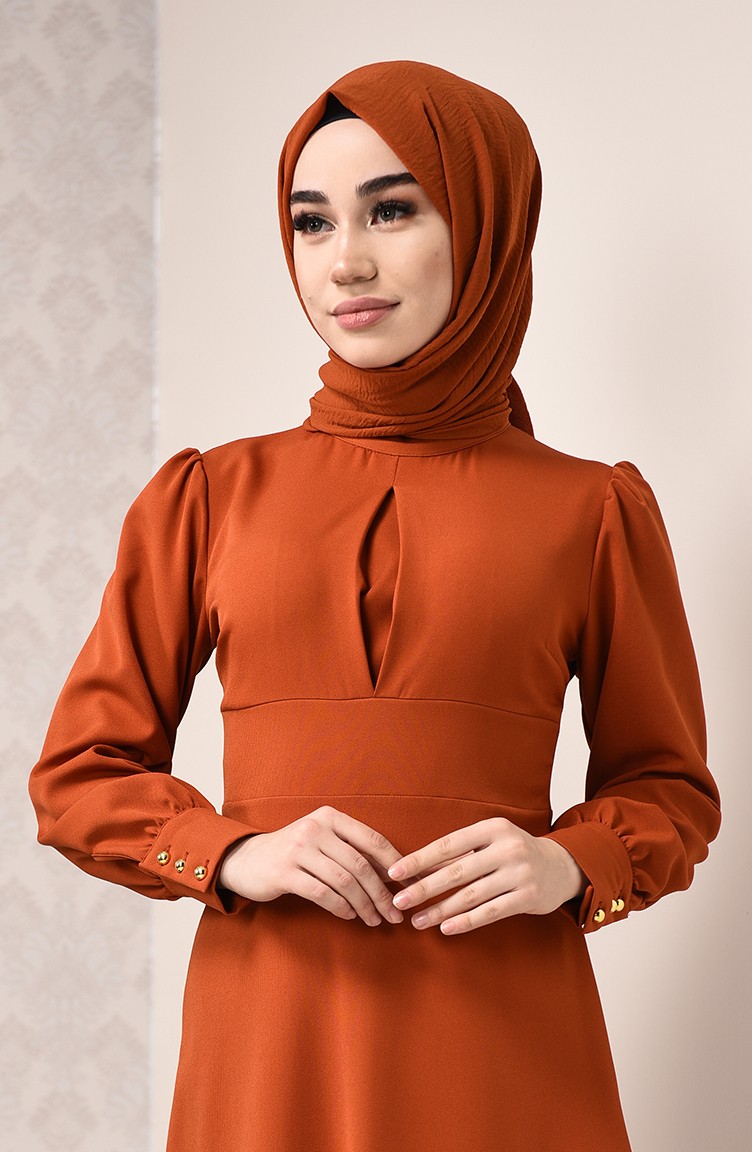 Brick Red Hijab Dress 270302 Sefamerve