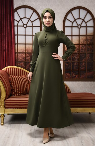 Khaki Hijab Dress 2703-07