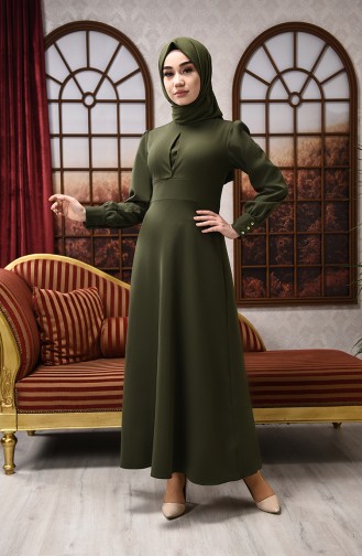 Khaki Hijab Kleider 2703-07