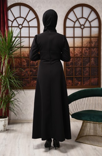 Schwarz Hijab Kleider 2703-09