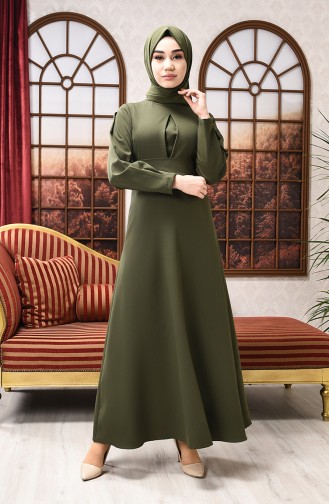 Khaki Hijab Dress 2704-05