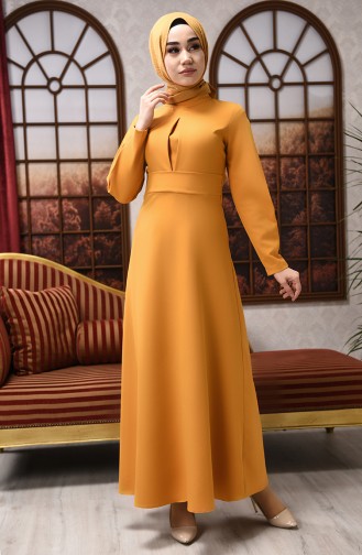 Mustard Hijab Dress 2704-06
