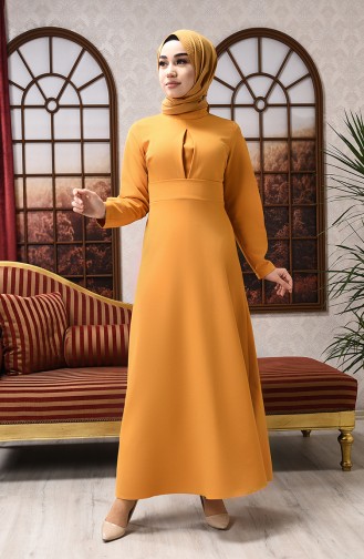 Senf Hijab Kleider 2704-06