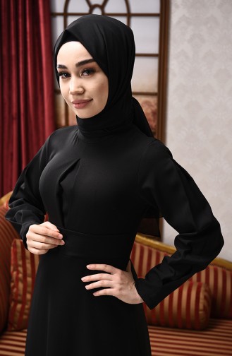 Schwarz Hijab Kleider 2704-10