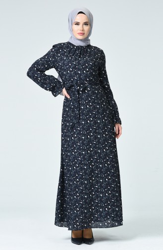 Navy Blue İslamitische Jurk 60085-01