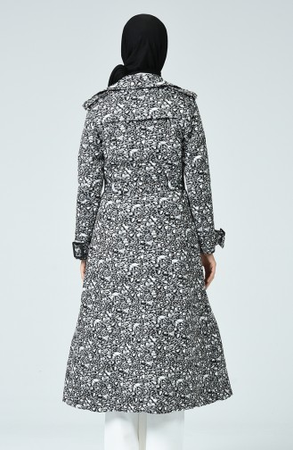 Trench Coat à Motifs Avec Ceinture 8003-01 Gris 8003-01