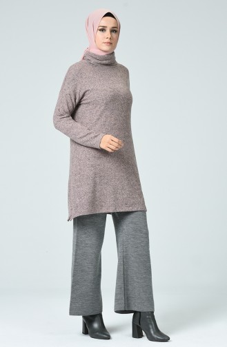 Balıkçı Yaka Yumoş Tunik 10314-02 Pudra