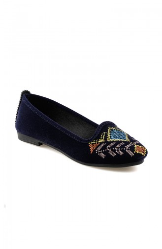Navy Blue Woman Flat Shoe 0136-03