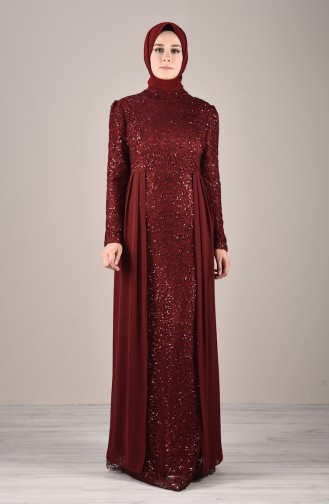 فساتين سهرة بتصميم اسلامي أحمر كلاريت 5219-04